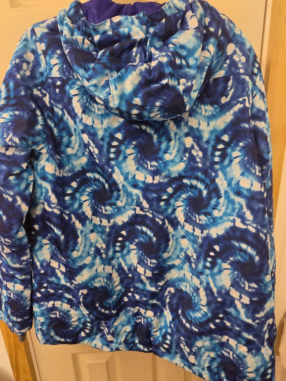 Lands' End Kids Blue Tie-Dye Hooded Puffer Jacket